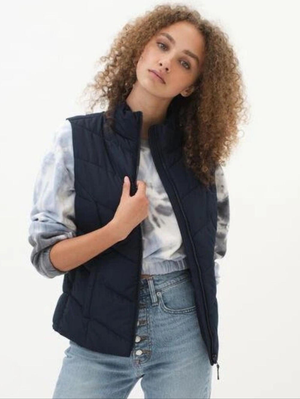 NWT Aeropostale Classic Puffer Vest Zip Up Navy Blue Quilted W/ Pockets MD